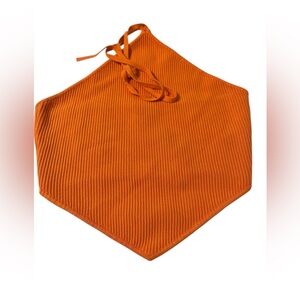 House of Harlow 1960 Vibrant Orange Ribbed Halter Tie Top Size Medium Resortwear